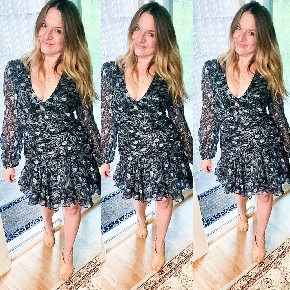 Storia Floral Ruffle Mini Dress, Blue, Small